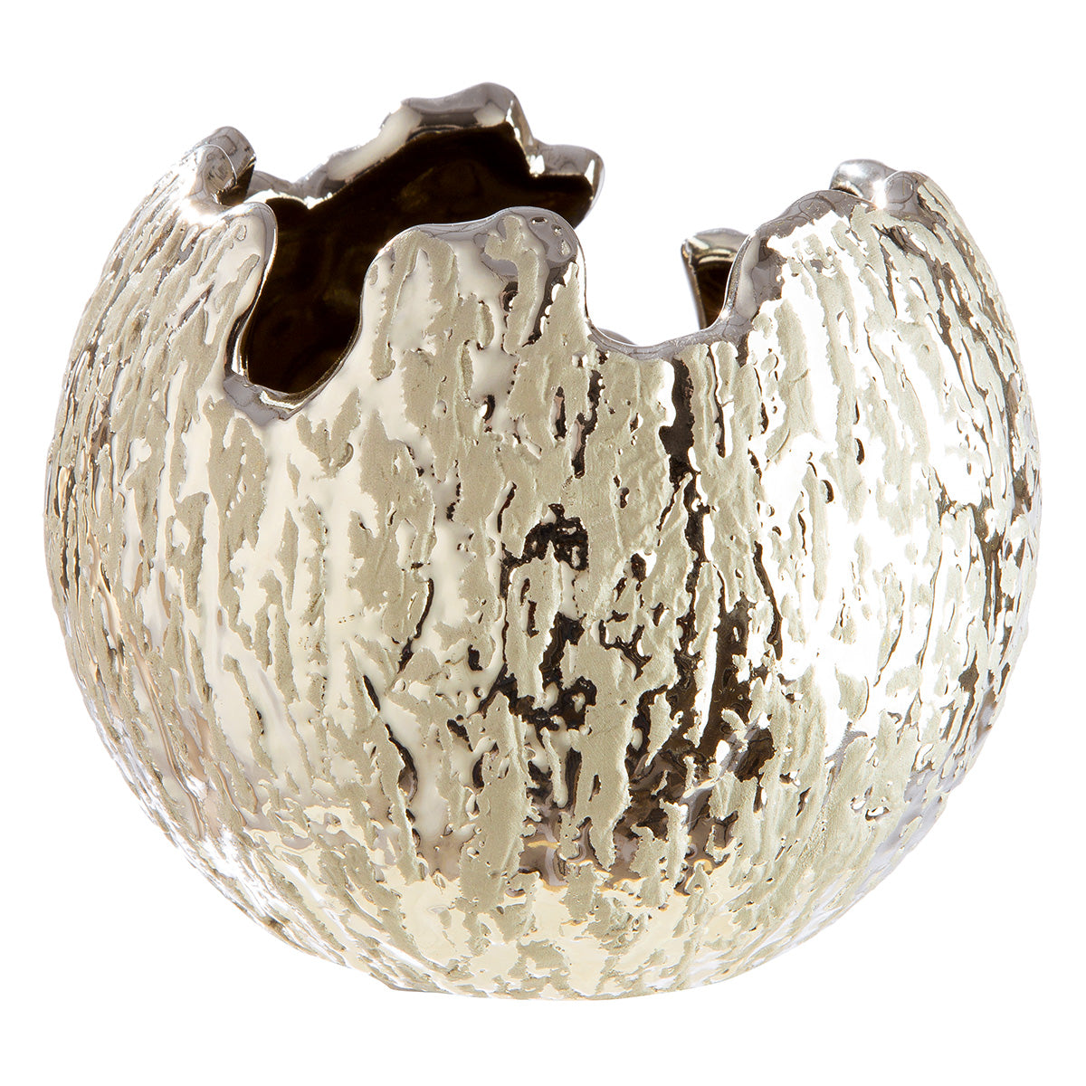 Ronde waxinelichthouder „Crepa“ - goudkleurig - d12cmxh10cm - keramiek