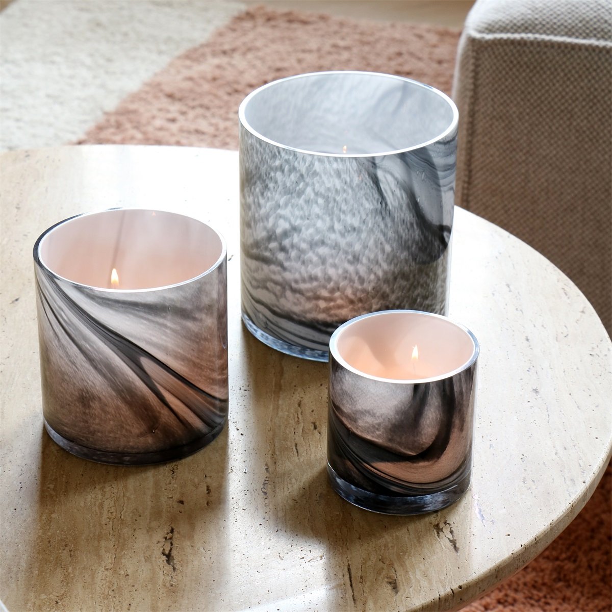 Kaarshouder Celtic XS marble Ø12 x H12 cm (set van 2 stuks)