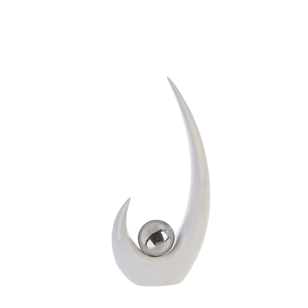 Sculptuur „Move“ - wit / zilverkleurig - 7x17x36,5cm