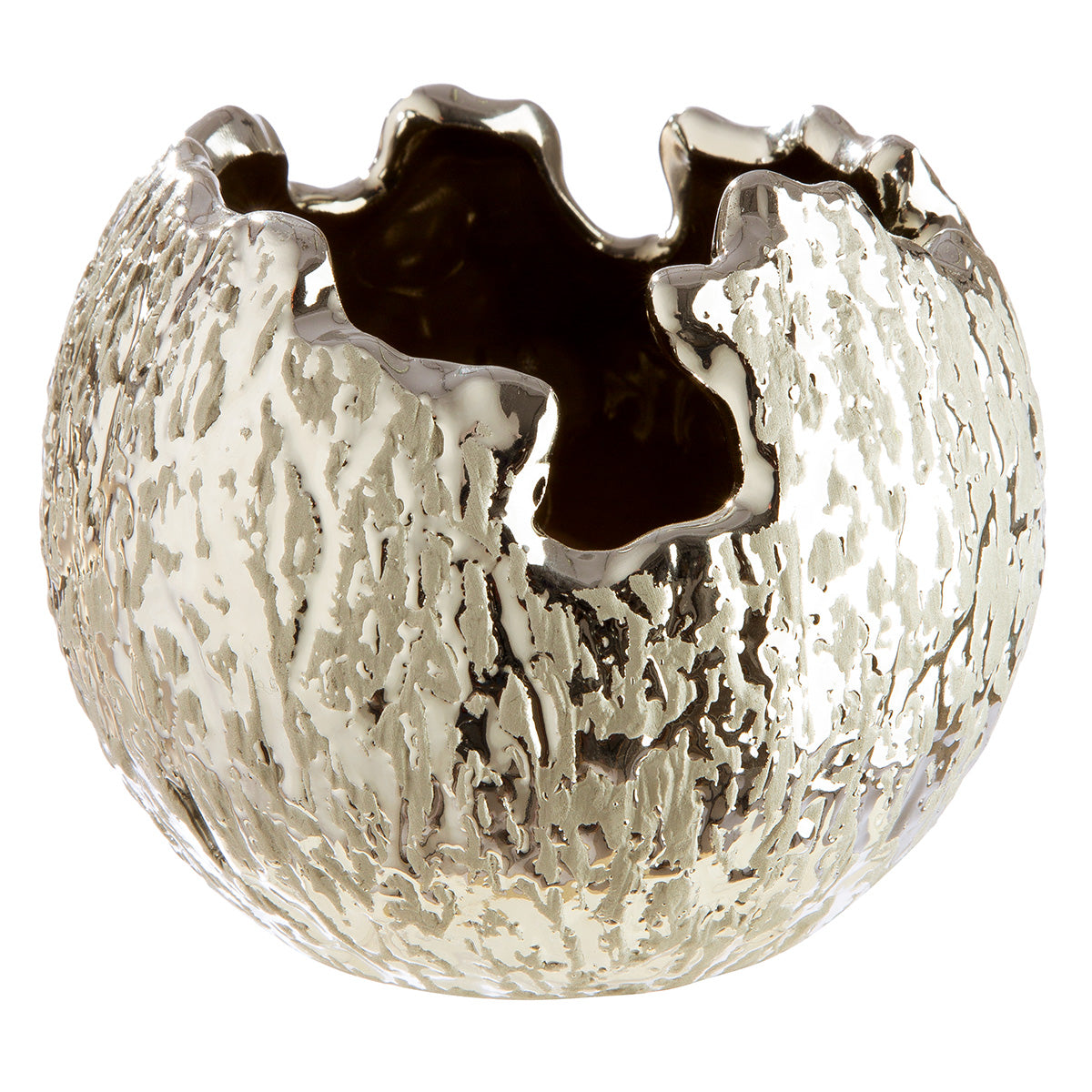 Ronde waxinelichthouder „Crepa“ - goudkleurig - d12cmxh10cm  - keramiek