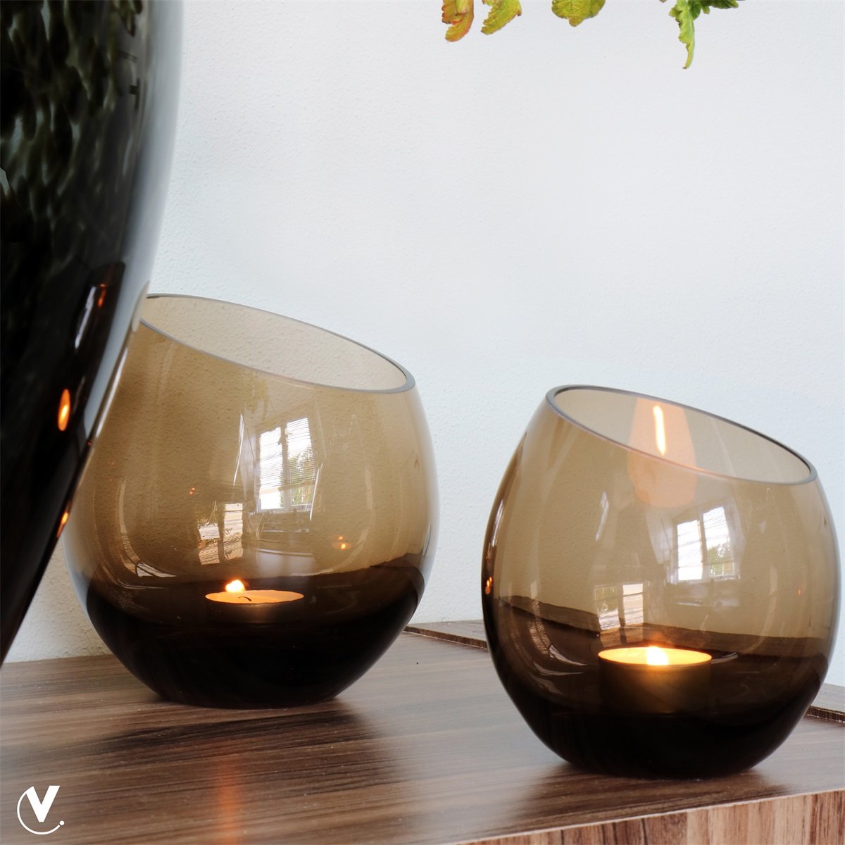 Kaarshouder Moho XS taupe Ø12,5 x H12,5 cm (set van 2 stuks)