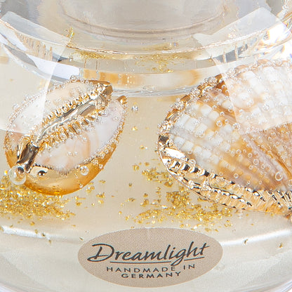 Theelichthouder - glas met ingegoten decoraties - 6x8cm