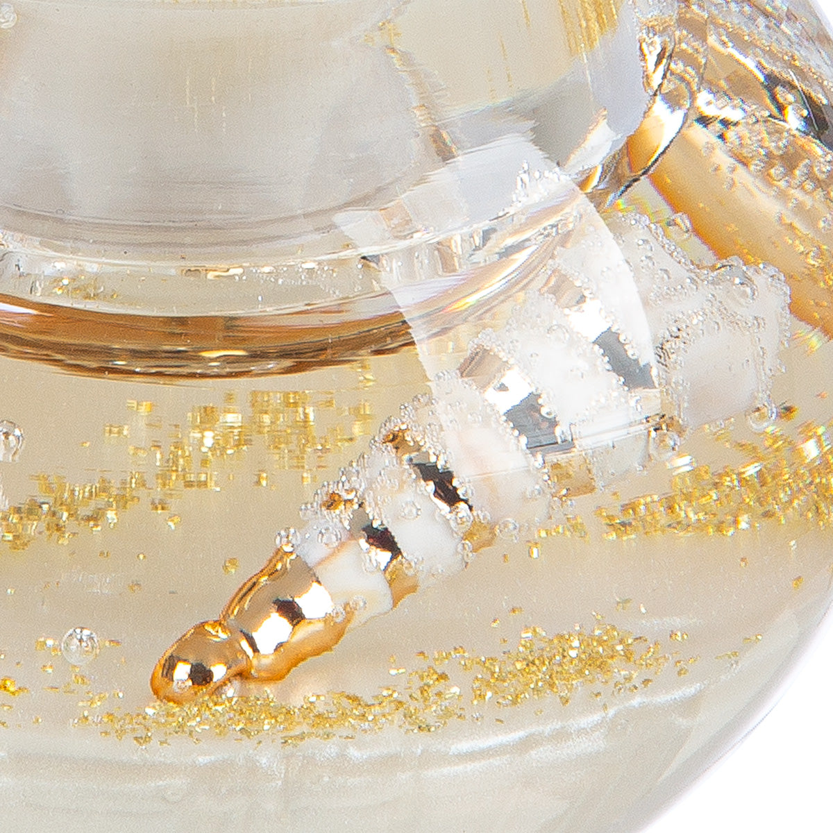 Theelichthouder - glas met ingegoten decoraties - 6x8cm