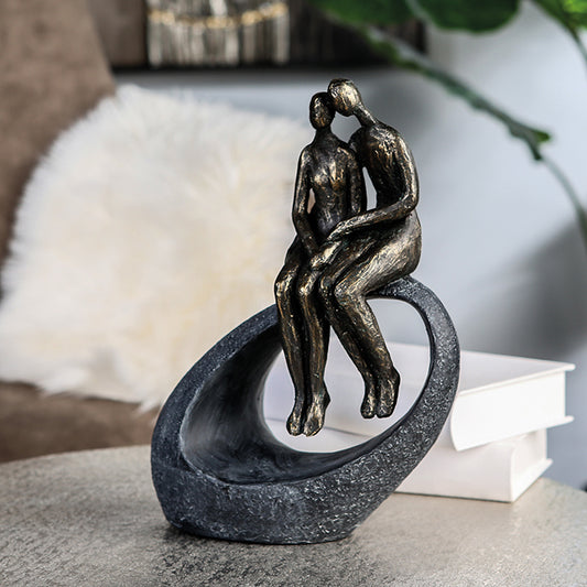 Sculptuur „Moment“ - bronskleurig / antraciet - 9x19x27cm