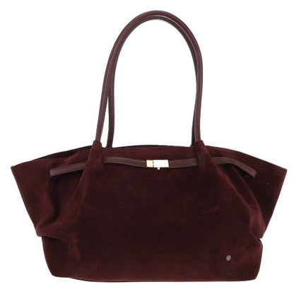 Bordeaux shopper Cambridge vegan suède look, voorkant met gouden slot – GlamourGift