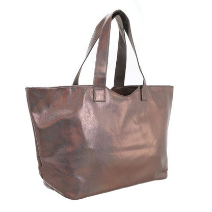 Bronzen metallic shopper Krabi zijaanzicht met handvatten – GlamourGift