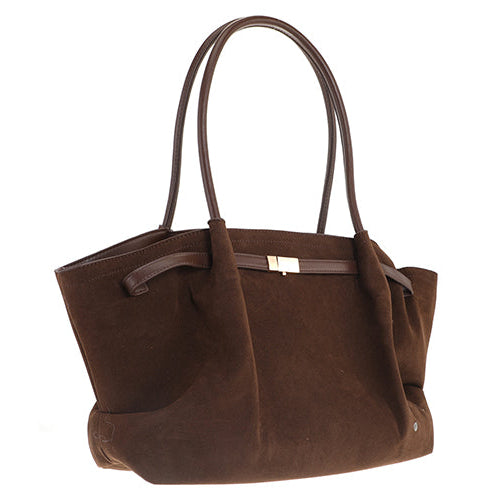 Bruine shopper Cambridge zijaanzicht, vegan suède – GlamourGift
