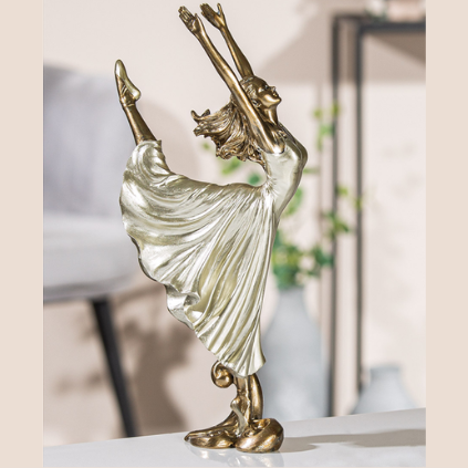 Beeld Ballerina - goud / champagne - 8x14x31,5cm